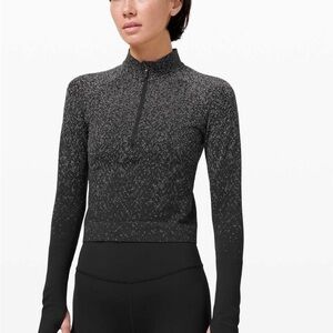 lululemon athletica Black and White Speckled Rest Less Running Half Zip